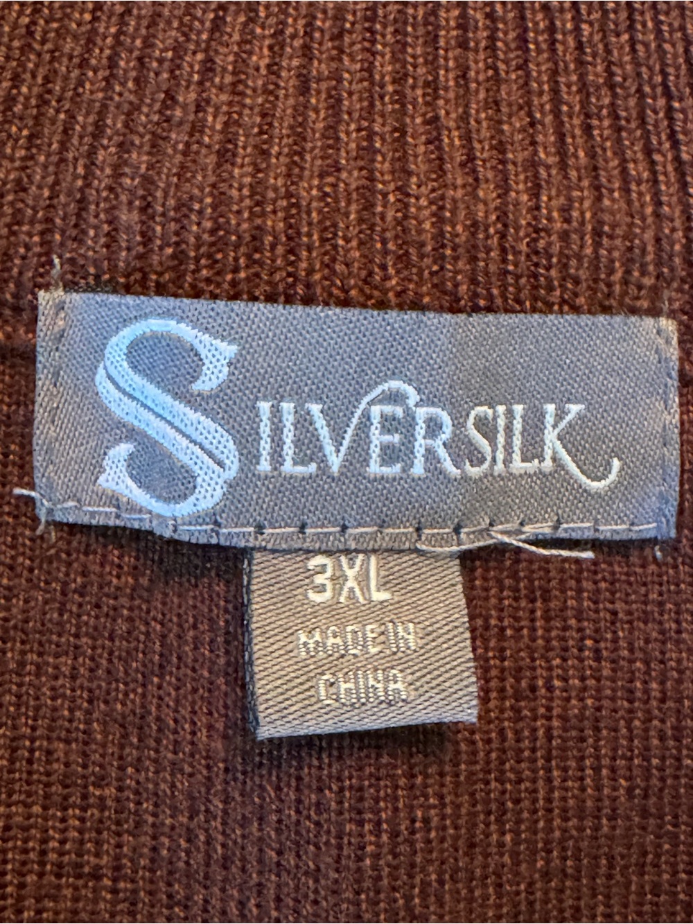Silversilk Brown Bomber zip up sweater Jacket with Cream & Rust Wavy Stripes 3x - Picture 8 of 9